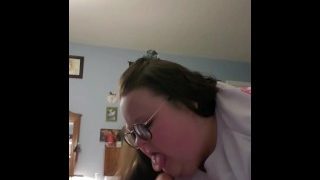 My Neighbor Cums In My Mouth Chubby Glasses Blowjob