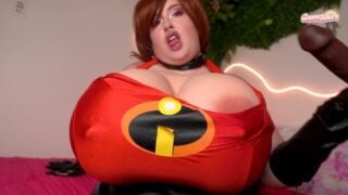 Elastigirl Stretches Her Pussy With Dildo Riding, Tits Breast Expansion And Futa Cock Pegging POV