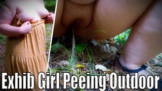 Blond Teen takes a pee in the forest – Public Exhib