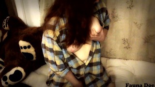 College Redhead Plays With Her Boobs While She Rubs Her Cunt