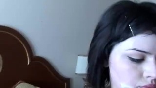 Cute chubby goth Candi enjoys a sticky facial cumshot