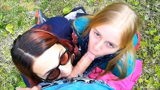 Outdoor 3some At The Сity Park: Outlander Join A Oral