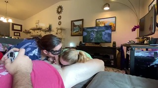 Distracting Him By Sucking His Dick and Licking His Ass When He Plays His Video Games