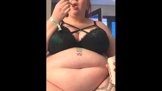 Mukbang Checkers Burger Stuffing Big Belly Bbw Feedee Gainer