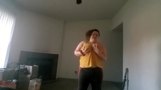 Bbw Strips Butt Chubby Tits