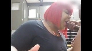Chubby Transgender Monae Getting Fucked Behind the Counter By Front Desk Motel Clerk