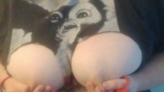 Cutting off My Shirt & Playing With My Huge Boobies