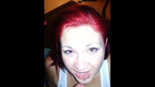 Amateur Redhead Loves Swallowing