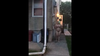 Naked Public Fun While Neighbors Party