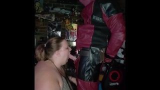 BBW deepthroats Deadpool’s cock