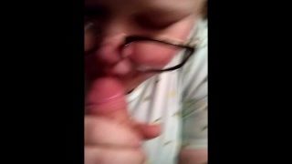 Nerdy Neighbor has huge cock and I let him cum in my mouth BBW blowjob