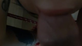 Tattooed BBW Gags on Cock