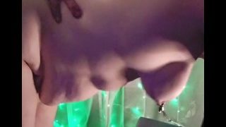 Bbw swinging tits in nipple clamps has multiple orgasms doggy style