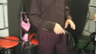 Blonde MILF gets her big lactating tits slapped by older guy