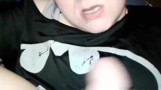 Slutty crazy goth determined to eat some cum and swallows loa