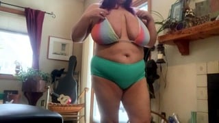 bbw bikini tryon chubby big tit goth milf pawg