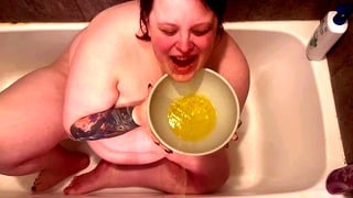 BBW Wife Drinks Piss All Day!