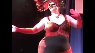 Perfect Nordic Western Blonde BBW In Masked Burlesque Dance From