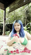 Bbw asian in micro green bikini