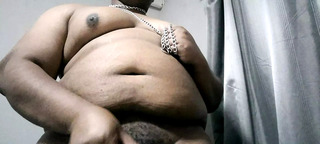 Leashed Transgender BBW Masturbating and Cumming