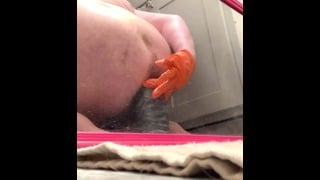 Hairy BBW Fucks Her Prolapsing Asshole With Her Favorite Dildo [pussy gape + fat clit exposed too!]