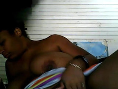 Bored Ebony Busty BBW Webcam Rubs Pussy