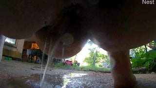 Fat Girl Pees And Farts Outside On Securoty Cam Up Close Hairy Dripping Pussy 2