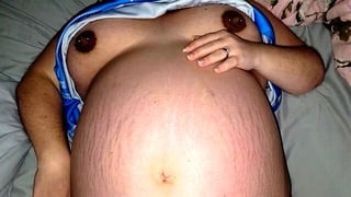 9 months pregnant wife takes messy creampie from big dick