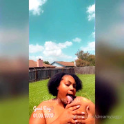 Solo bbw outdoors showing massive tits sucking nipples
