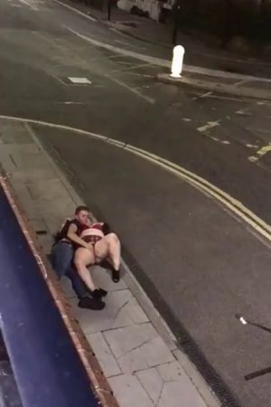A drunk BBW is sprawled out on the ground, dreaming of the cock that she’d been sucking just moments ago