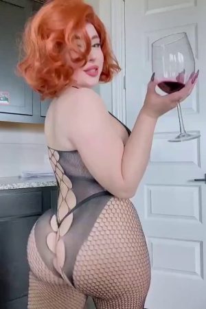 Found this BBW goddess in fishnets sippin’ some wine. Wait till you see the tricks she does when she’s tipsy. 😜