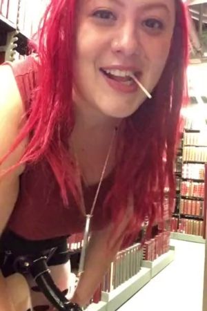 Spotted two sexy BBW lesbos in stockings, playin’ around in the public library. Wait till you see the strap-on action